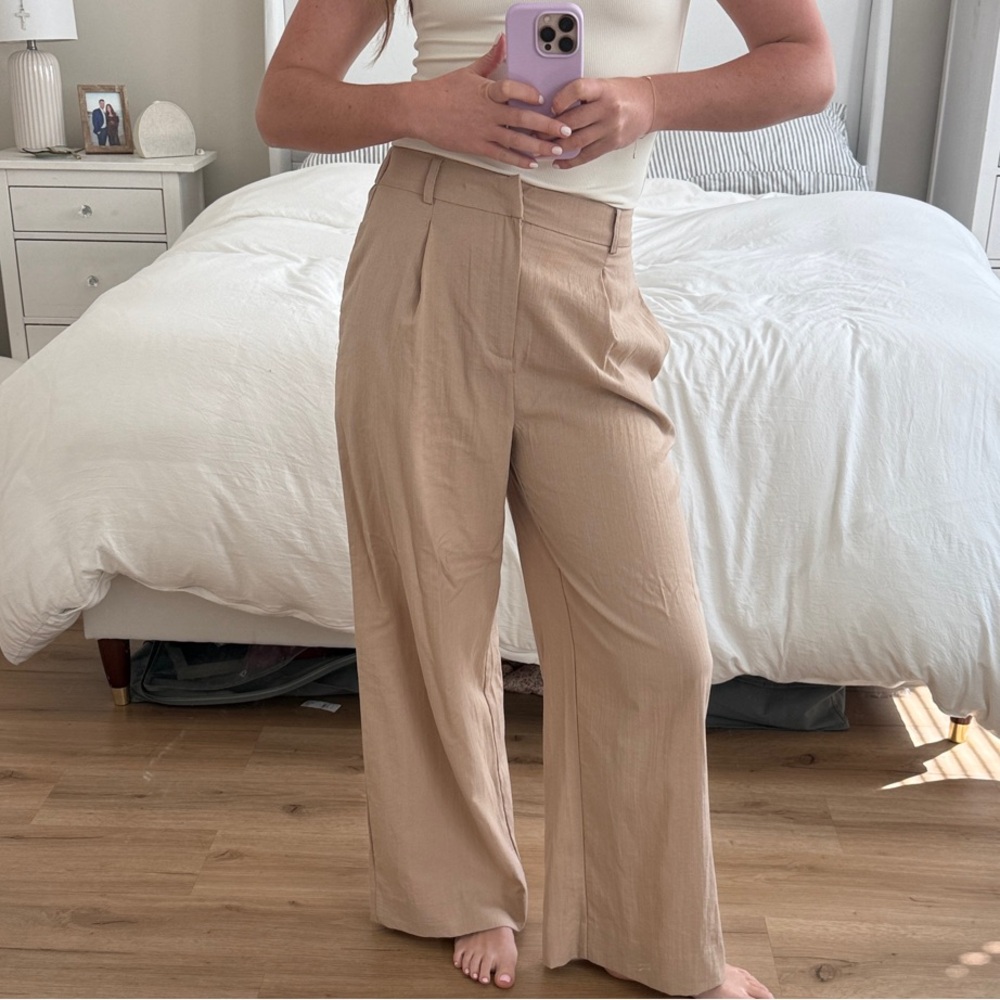 Women's Tan Wide-Leg Pants